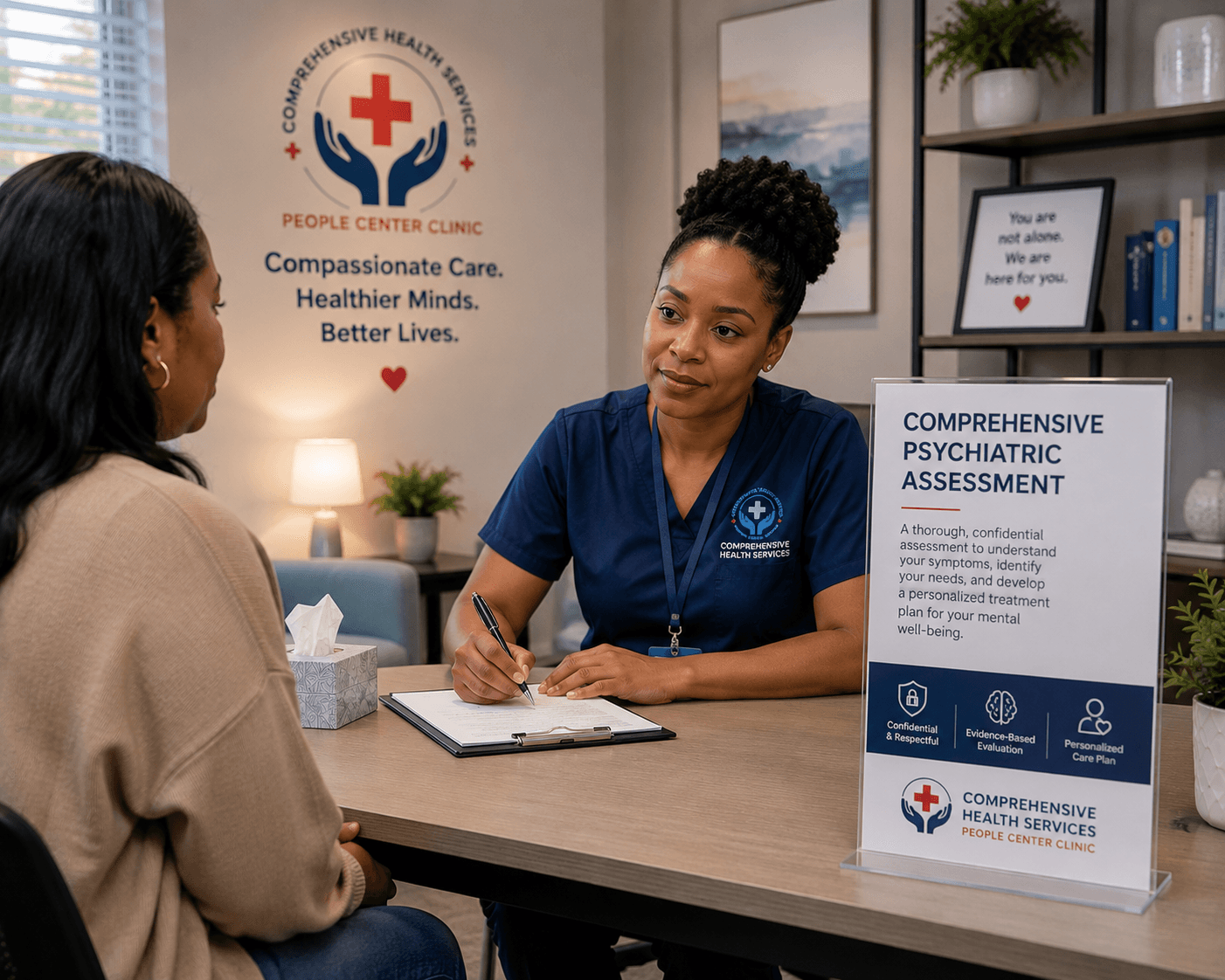 A calm psychiatric evaluation setting